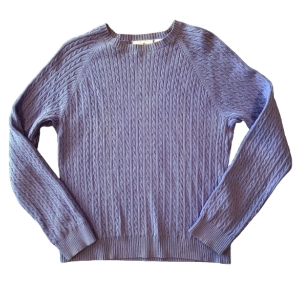 Preswick & Moore Lilac Purple Cable Knit Crewneck Sweater Size Petite Large - Picture 4 of 8